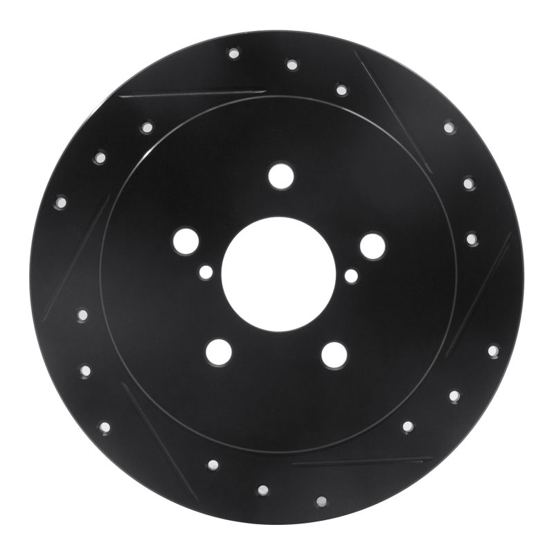 Subaru Legacy Brake Rotor (1) - Rear Right - R1 Concepts - Drilled & Slotted - Black - `05-`09